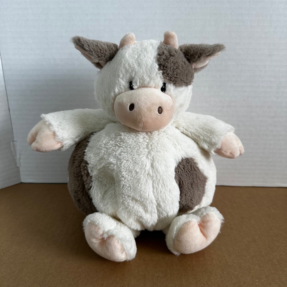 Baby Gund Chub Cow Plush Baby White Brown 9" Good Round Stuffed Animal 4059072